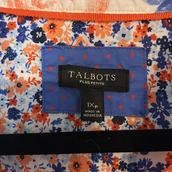 Talbots Ruffle Floral Popover Blouse size 1X petite - Picture 3 of 5